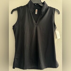 Mono B Black Zip-Up Tank Top